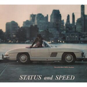 Vintage 1960 Mercedes Benz 300SL Roadster Mid Century European Luxury Print Ad